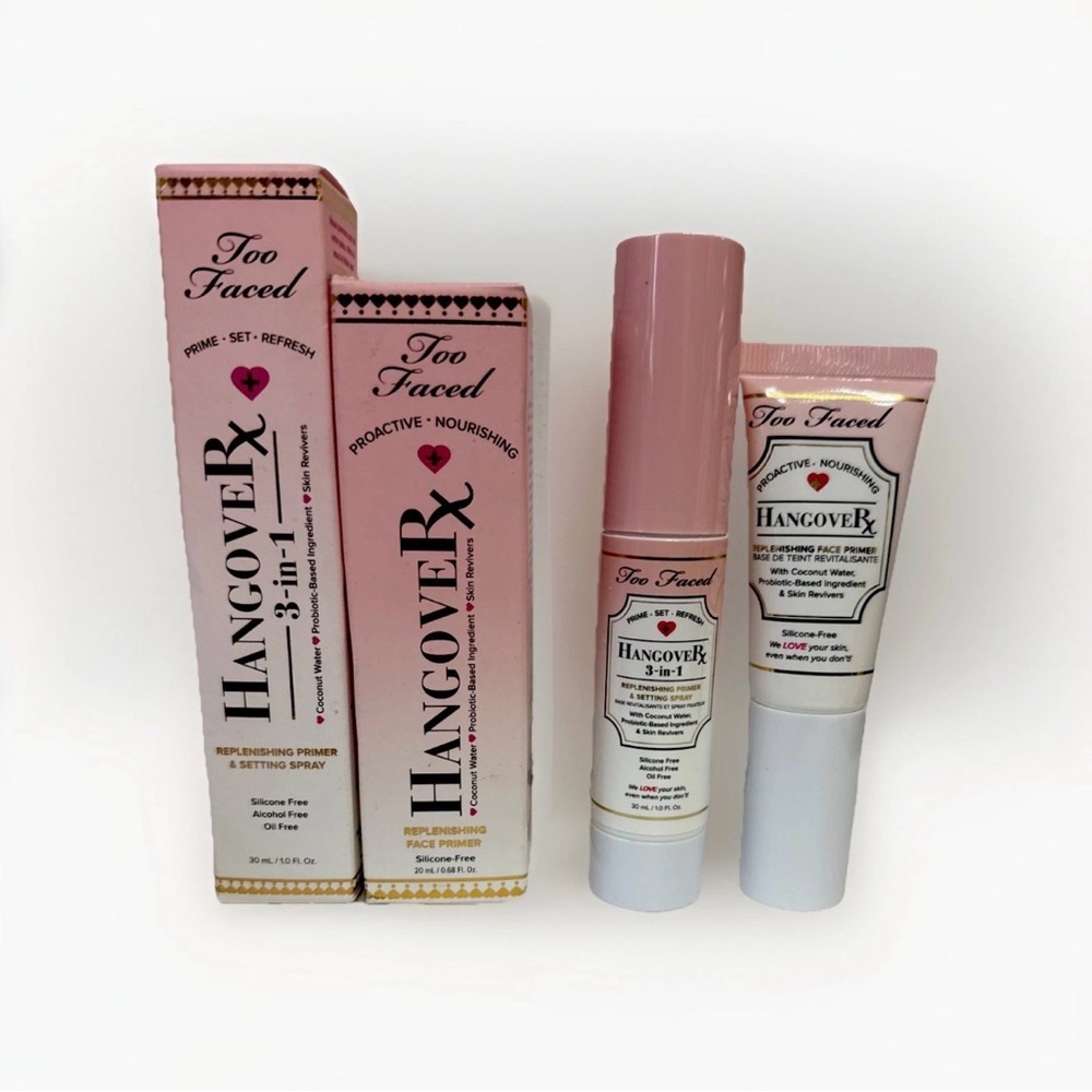 Too Faced Hangover Hydrating Primer & 3in1 Setting Spray Travel Size NEW In Box